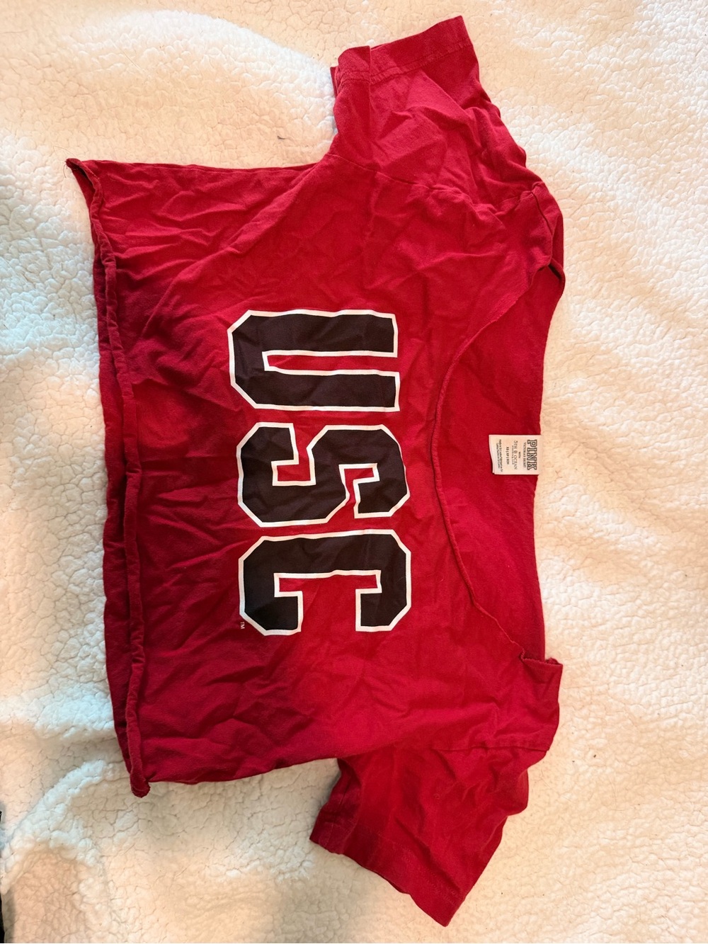 PINK Victoria's Secret Red Caroline Gamecock Graphic Crop Tee